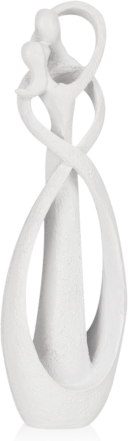 Trycooling Kissing Lovers Statue Abstract Sculpture Resin Statues for Home Decor Modern Home Office Desktop Shelf Bookshelf Decor (White, Large)