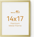 14x17 Aluminum Metal Picture Frame,Tempered Glass Gold Photo Frame 14x17 for Family Photo,Posters,Art,Document to Wall Mount Horizontally or Vertically