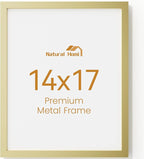 14x17 Aluminum Metal Picture Frame,Tempered Glass Gold Photo Frame 14x17 for Family Photo,Posters,Art,Document to Wall Mount Horizontally or Vertically