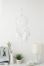 Dream Catchers White for Bedroom, Handmade Hanging Decorations White Feather Lace Dream Catcher Mobile for Girls Room Decor
