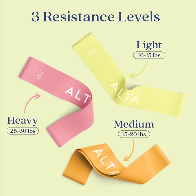 ALTA Mini Loop Bands for Exercise - Premium Durable Latex - Small Resistance Bands for Women, Booty Bands for Working Out, Leg Stretch Loops for Physical Therapy, Pilates Exercise Mini Bands Set