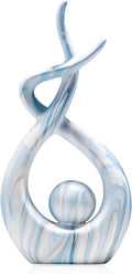 Large Sculpture Home Decor, Blue Table Centerpiece for Dining Room, Ceramic Statues Abstract Art Mantle Decor, Modern Room Decor Accents, Blue Marble Living Room Decoration (12.2" H × 6.3" W)