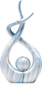 Large Sculpture Home Decor, Blue Table Centerpiece for Dining Room, Ceramic Statues Abstract Art Mantle Decor, Modern Room Decor Accents, Blue Marble Living Room Decoration (12.2" H × 6.3" W)