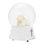 DEMDACO Jesus Loves Me Musical Water Globe - Lamb Snow Globe - Baby Blessing Keepsake - Small Silver Cross - Religious Gift for Kids - Resin & Stone - Great for Blessings & Celebrations