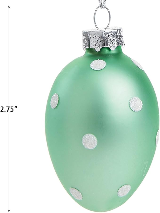 Lillian Vernon Pastel Frost Blown Glass Easter Ornaments - Handcrafted Hanging Tree Decorations, Easter Egg Holiday & Party Decor, 2 in, Assorted, 12-Piece Set