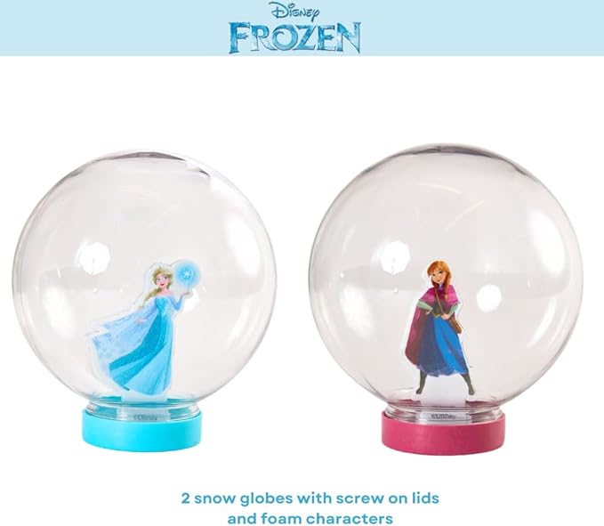 Disney Frozen Snow Globe Kit, DIY Snow Globe, Includes 2 Globes, Glitter, Sequins, Stickers – Elsa and Anna