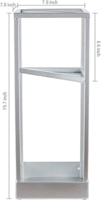 MyGift 20 Inch Tall Modern Silver Tone Metal Geometric Freestanding Entryway Umbrella Rack or Cane Holder with Shelf for Small Umbrellas and Bottom Drip Tray