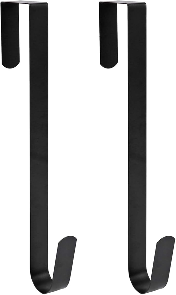 Sattiyrch 15" Wreath Hanger for Front Door,Sturdy Steel Wreath Door Hanger,Over The Door Hanger Hook (Black,2)