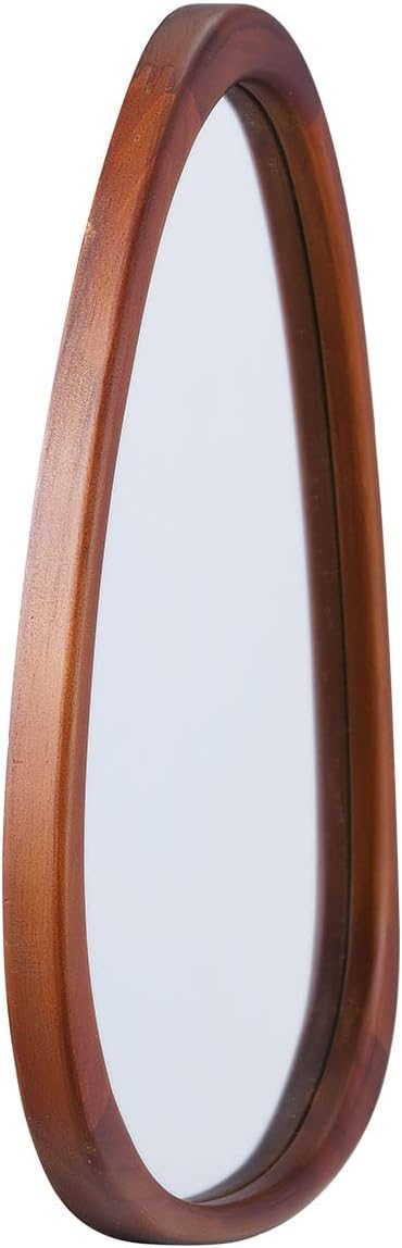22.5" x 17.5" Irregular Wall Mirror, Wood Frame Asymmetrical Decorative Wall Wooden Mirror for Living Room Bedroom Entryway Bathroom Hallway Home Decor
