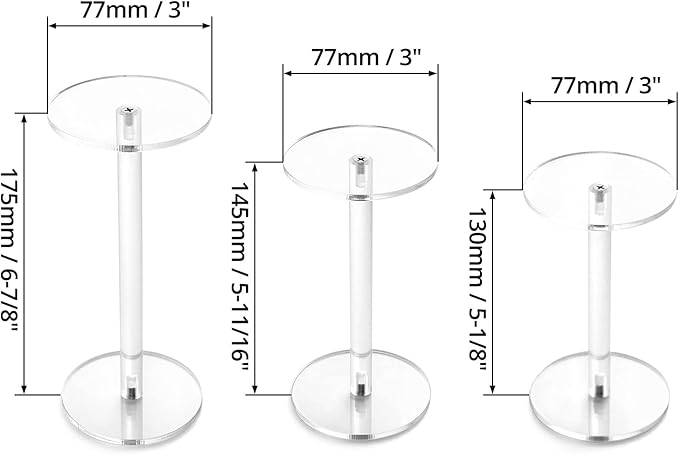 QWORK Round Acrylic Display Stand, 2 Sets Premium Clear Round Riser Stands