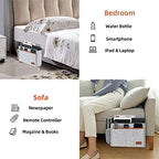 Bedside Caddy, Felt Bed Storage Organizer Hanging Bag Holder with 5 Pockets, Magazine Book Phone Tablet iPad Cables Remote and Water Bottle Holder for Home Dorm Bed Sofa, Light Gray