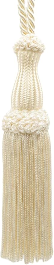DÉCOPRO Beautiful Ivory Decorative Chainette Key Tassel 5 inch Tassel Length 5 Inch Loop Color: Ecru - A2
