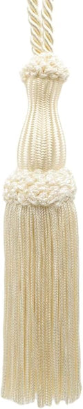 DÉCOPRO Decorative Silky 5" (12.5cm) Key Tassel 5" (12.5cm) Loop (Style# SKT) Cream Ivory #A2 (Ivory/Cream) Set of 2