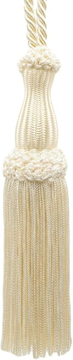 DÉCOPRO Decorative Silky 5" (12.5cm) Key Tassel 5" (12.5cm) Loop (Style# SKT) Cream Ivory #A2 (Ivory/Cream) Set of 2