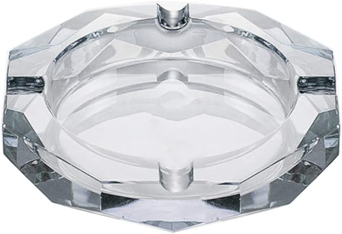 Crystal Glass Ashtray, Octagon Ash tray Cigar Cigarettes Ashtray Holder Office Home Desktop Tabletop Decoration,Crystal Clear