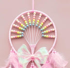 Dream Catcher Wall Hanging for Girls Bedroom Decoration,Pink Dream Catchers for Kids Room Decor Art Craft Gift, Handmade Feather Wall Decor Hanging Ornament(Pink)