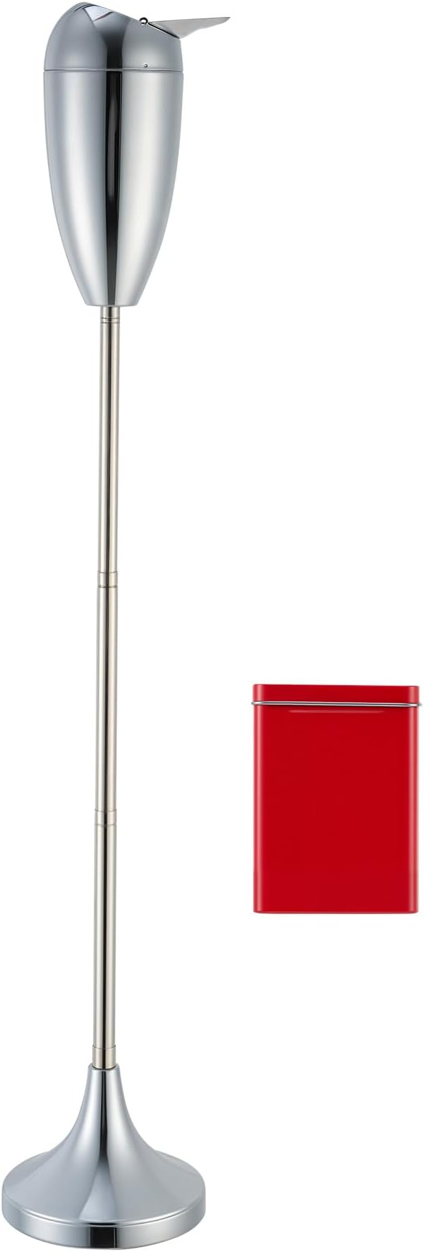 CO-Z Adjustable Ash Tray, 2-in-1 Standing Ashtray for Outside Patio Indoor Use with Extendable Pole, 20-35 in. Windproof Standing Tabletop Cigarette Butt Disposal, Covered Ash Holder for Home, Chrome