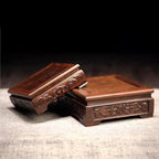 GOLDY&WENDY Square Solid Wood Base Handmade Carved Rosewood Display Stand Vase Teapot Aquarium Lamp Pedestal