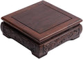 GOLDY&WENDY Square Solid Wood Pedestal Base Handmade Carving Rosewood Display Stand Vase Teapot Aquarium Lamp Display Risers