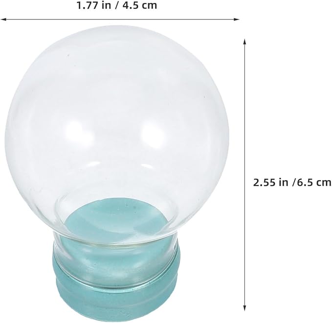 2pcs Glass Snow Globes: Clear Fillable Snow Water Globe Rubber Base Candy Bottle Jar for DIY Craft Home Christmas Winter Decoration 45mm