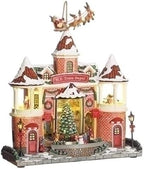 Roman MUS 14" LED Brick BLDG W/Rotate Train&Santa Sleigh B/O W/O BAT