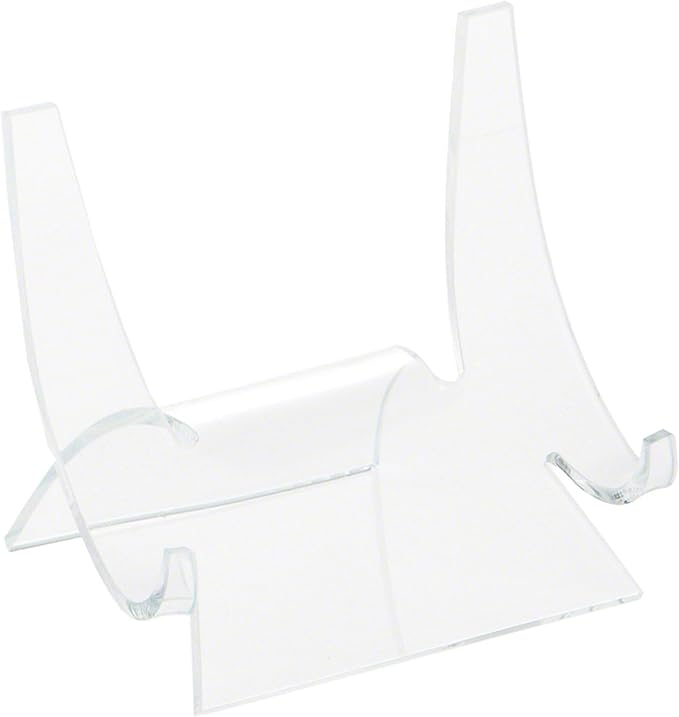 Plymor Clear Acrylic Double-Scoop Display Easel, 3.5" H x 3.875" W x 3.125" D (12 Pack)