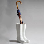 Ceramic Umbrella Stand Rack, Tall Rain Boots Umbrella Holder Rack,Entryway Canes/Walking Sticks Rain Umbrella Storage Holder for Hallway Home Office Decor(13.3 * 10.2 * 7.5inch, White)