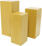 3 PCS Display Pedestal Stand, Metal Display Pedestal Stands Decoration Cube Sculpture Displays Column Square Displays Stands Pillars for Wedding Party Baby Shower Birthday (Gold, 3PCS)