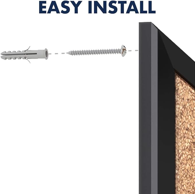 Quartet Cork Bulletin Board 36"W x 24"H Pin Board, Black Aluminum Frame (2303B)
