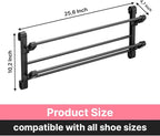 Foldable 26-Inch Wall Mounted Shoe Rack Organizer, Holds 6 Pairs, Small Hanging Shoe Rack for Entryway, Door or Closet, Space-Saving Wall Shoe Storage
