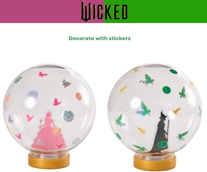 Wicked Snow Globe Kit, DIY Snow Globe, Includes 2 Globes, Glitter, Sequins, Stickers - Elphaba and Glinda