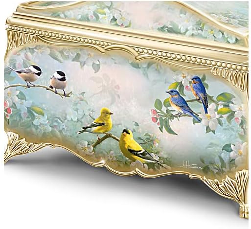 The Bradford Exchange Songbird Serenade Music Box, Joe Hautman Cardinal Art, 22K Gold Accents, Porcelain