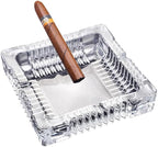 Handmade Glass Ashtray, Ashtray Ash Holder for Indoor or Outdoor Patio Desktop Office Smokers, Ash Tray for Tabletop Home Office Decor (Crystal, M)