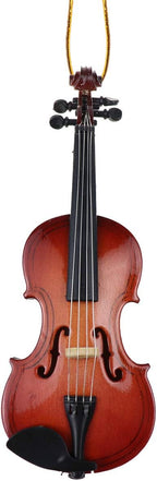 Wooden String Miniature Violin Hanging Ornament Mini Musical Instrument Replica Holiday Tree Home Decoration Display Ornament (4.72" Violin)