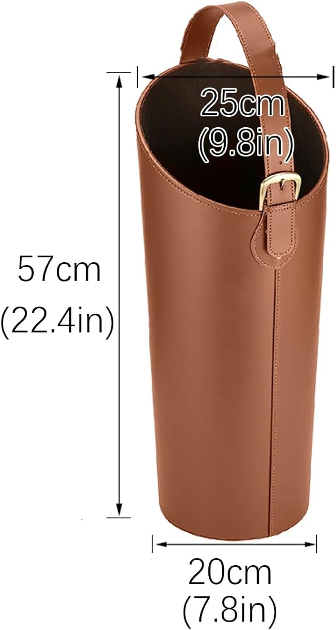 Indoor Entryway leather Umbrella bucket，Large Capacity Umbrella Storage stand，tall umbrella holder,For Hotel,Offices,home,Commercial(Beige+dark brown)