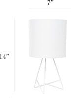 Simple Designs LT2066-WOW-LB 14" Down to The Wire Table Lamp for Bedroom, Living Room, Entryway, Office, White with White Shade, with Feit LED Bulb Included