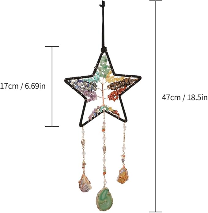 7 Chakra Dream Catcher Tree of Life Dream Catchers for Room Decoration Handmade Dreamcatcher Natrual Agate Gemstone Wall Hanging Ornament (Seven Colors)