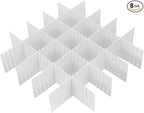 8pcs DIY Plastic Drawer Organizer Adjustable Drawer Dividers for Home Tidy Closet, Socks, Underwear, Office School Supplies, Kitchen Utensil Tools (White)