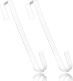 2 PCS Wreath Hangers for Front Door, 15" Wreath Hanger, Indoor or Outdoor Over The Door Wreath Hook Hanger for Easter Spring Halloween Xmas Wreath Decorations, Steel Material, 20lb Load Bearing（White）