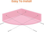 Homode Corner Shelf Wall Mount, Set of 3 Corner Floating Shelves with Cable Hole, 3 Tier Wood Corner Hanging Shelves, Living Room Bedroom Bathroom, Pink