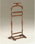 Beaumont Lane 42.75"H Traditional Solid Wood Valet Stand with Shoulder-Formed Hanger and Pants Bar, Some Assembly Required, for Hanging Pants/Shirts/Ties or Jackets, in Brown/Plantation Cherry Finish