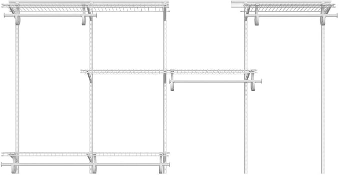 ClosetMaid ShelfTrack Wire Closet Organizer System, Adjustable from 5 to 8 Ft., with Shelves, Clothes Rods, Hardware, Durable Steel, White