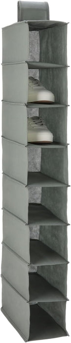 Amazon Basics 8-Tier Hanging Closet Shelf Shoe Organizer, Space Saving Storage, Foldable, 11.5 x 41 x 5.5 in, Dark Grey | for Closet Storage