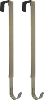 Haute Decor Adapt Adjustable Length Wreath Hanger 2-Pack (Antique Brass) - Two Front or Back Door Decor Holders, Extends from 16.5" to 25", Over Door Hanger with Pads on The Back, Holds up to 10 lbs.