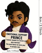 Handmade Crochet Prince Doll, Emotional Support Prince for Music Lovers, Positive Affirmation Desk Companion, Unique Commemorative Gift for Adults (Style B)