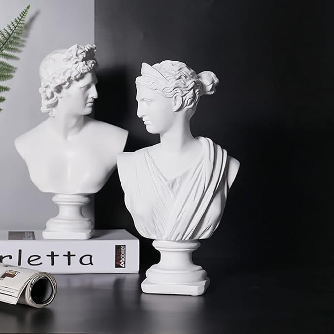 11.8 Inch Classic Greek White Athena Woman Bust Statue, Large Resin Roman Goddess Anna Sculpture for Home Décor