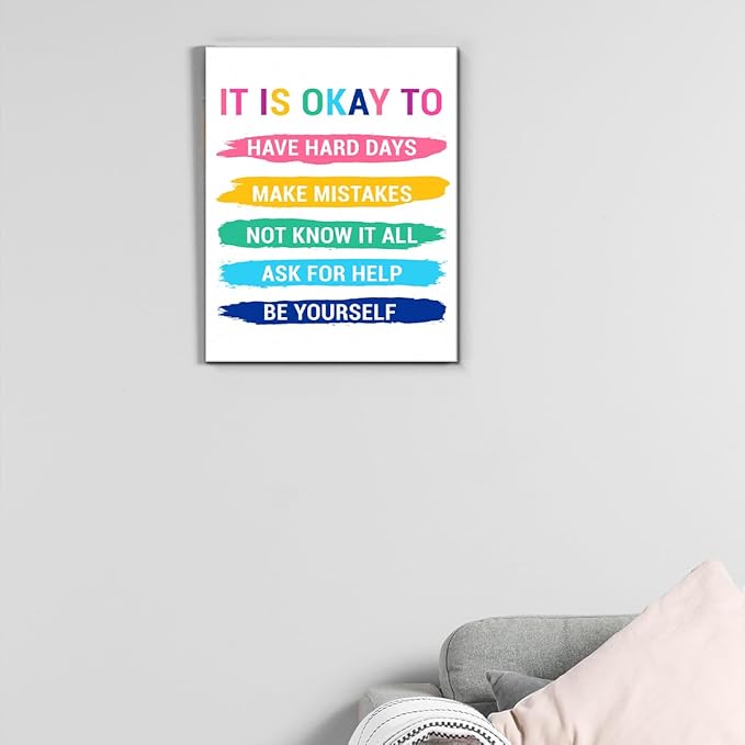 Inspirational Wall Decor Posters for Teens Room, Motivational Quotes Wall Art for Bedroom Bathroom Classroom Home Office Decorations, Encouragement Gift for Woman (11.5 X 15 Inches, Framed)