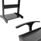 Wood Mens Valet Stand With Shoe Shelf, Coat Hanger and Hat Rack - Freestanding Suit Stand and Clothes Butler With Storage Organizer (Black)