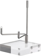 Hipiwe Clear Acrylic Display Stand Holder with Adjustable Metal Arms Display Easel Stands for Gemstones Fossils Minerals Agate Slabs Plates Crystals Saucers Collectibles, 2.4x2.4x4.1 inch