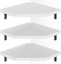 Alsonerbay Corner Wall Shelf Set of 3 Corner Shelf Wall Mount, Solid Wood Corner Floating Shelves with Cable Hole for TV Accessories, Speaker, Game Console for Bedroom, Living Room, Bathroom White
